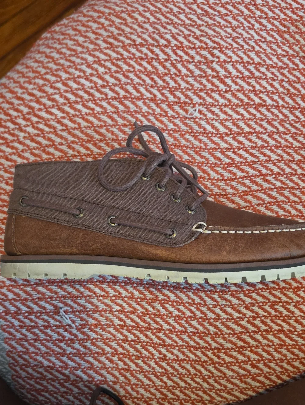 Men's Brown Leather and Canvas Boat Chukka Shoes